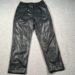 Topshop Faux Leather Ankle Pants Womens Size 6 Black‎ Double Pleated NWOT